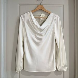 ST.‎ JOHN Satin Cowl Neck Liquid Cloud Long Sleeve Blouse Size 4